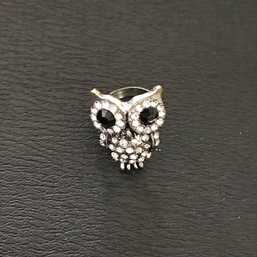 Statement Silver Owl Ring - Adjustable